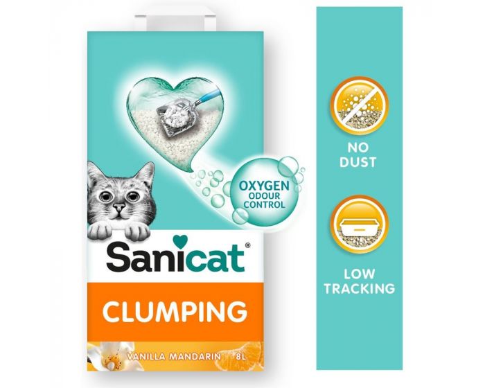 ΑΜΜΟΣ ΓΑΤΑΣ SANICAT CLUMPING  ΒΑΝΙΛΙΑ-ΜΑΝΤΑΡΙΝΙ 8LT - 2