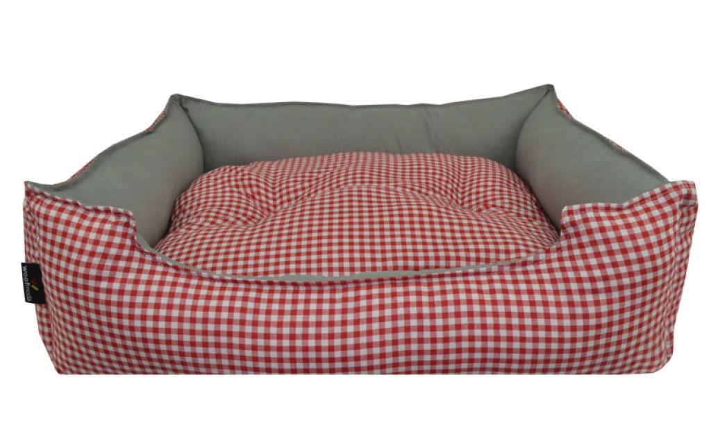 WOOFMODA ΚΑΝΑΠΕΣ ΚΡΕΒΑΤΙ ΣΚΥΛΟΥ-ΓΑΤΑΣ M912-1002 ΕΜΠΡΙΜΕ ZEFIR ΚΑΡΟ ΚΟΚΚΙΝΟ Νο3 46 Χ 53 Χ Υ 20 CM -