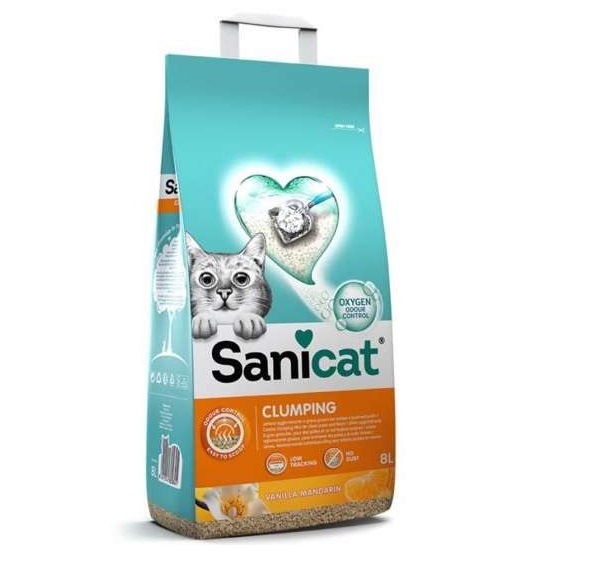 ΑΜΜΟΣ ΓΑΤΑΣ SANICAT CLUMPING  ΒΑΝΙΛΙΑ-ΜΑΝΤΑΡΙΝΙ 8LT - 