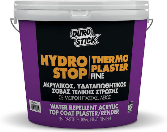 HYDROSTOP THERMO PLASTER FINE 25Kg 1.0mm Λευκός Ακρυλικός, υδαταπωθητικός σοβάς τελικής στρώσης σε μορφή πάστας, λείος - 