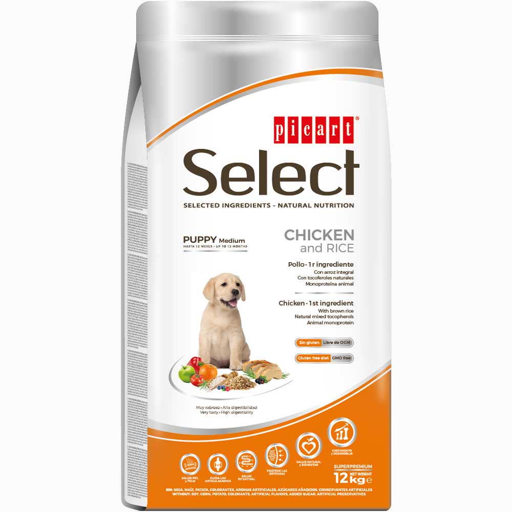 PICART SELECT PUPPY MEDIUM CHICKEN & RICE 12Kg -