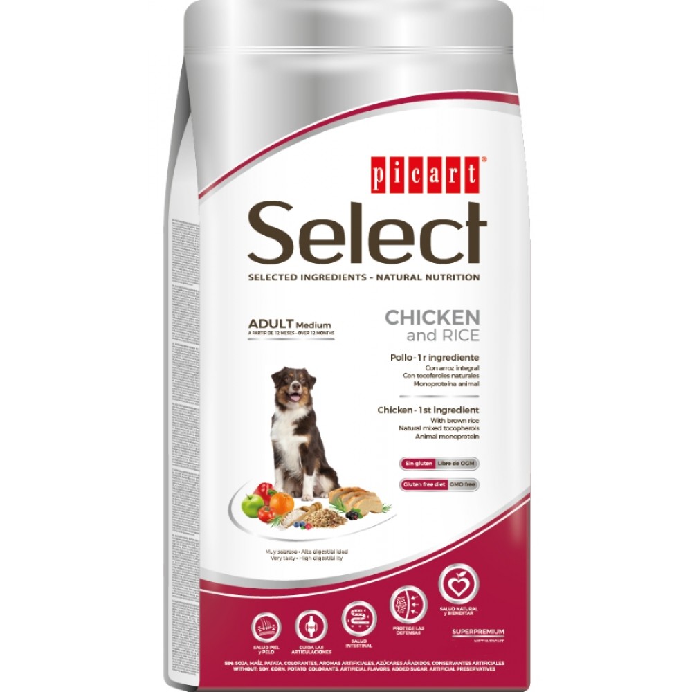 PICART SELECT ADULT MEDIUM CHICKEN & RICE 12KG -