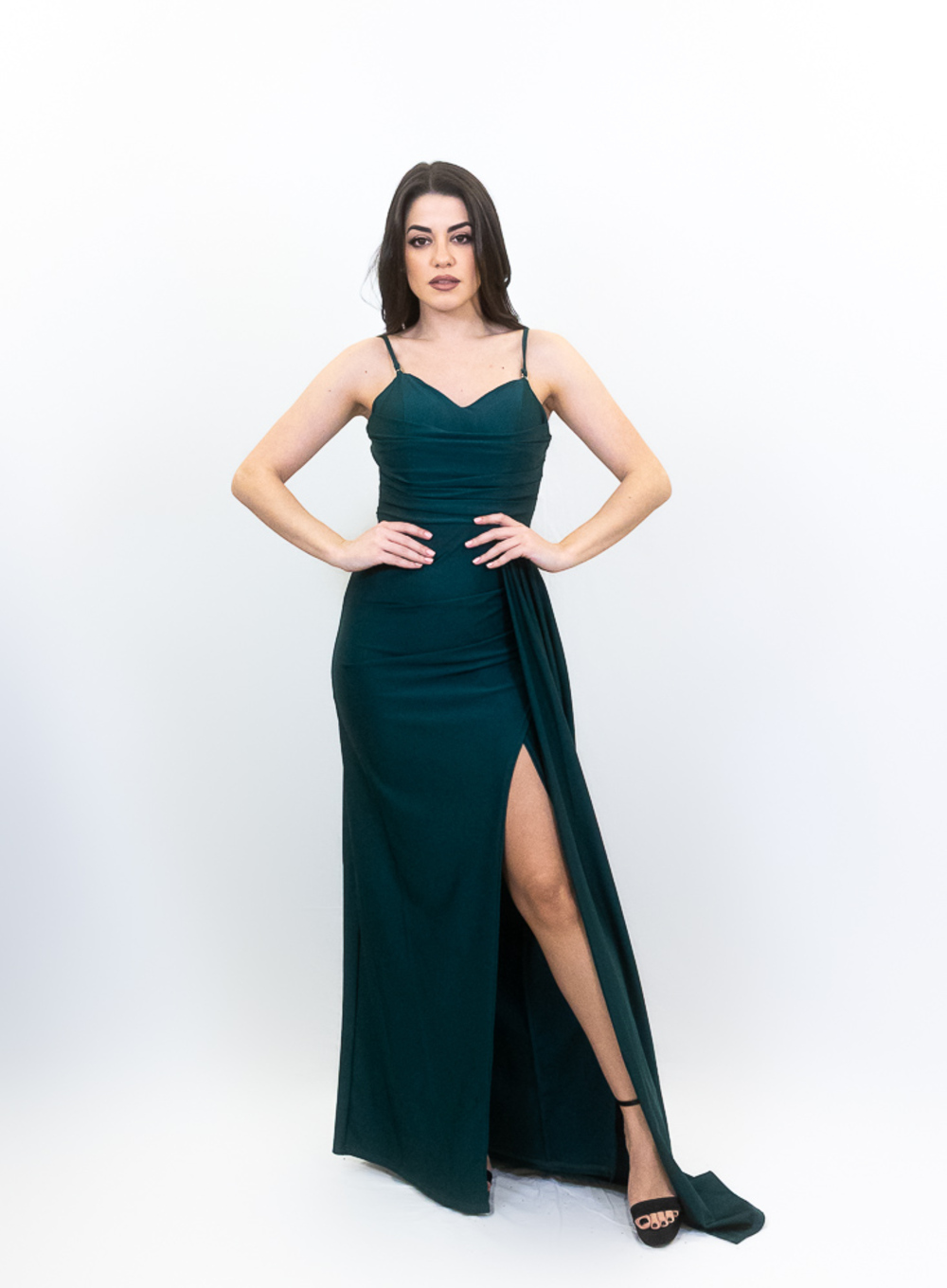 Deena - Maxi κόκκινο στράπλες φόρεμα με βαθύ σκίσιμο - 1